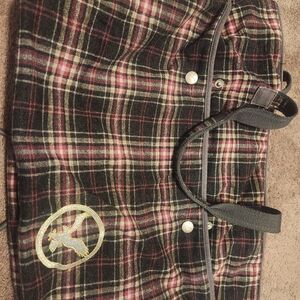 American Eagle Outfitters Black and Pink Plaid Tote Travel Tote Great Condition